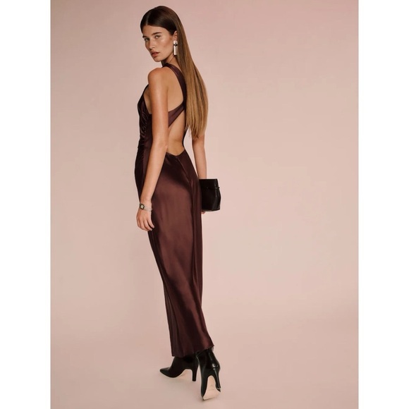 NWT Reformation Casette Silk Dress Maxi Long in Mahogany 12 - Picture 1 of 17